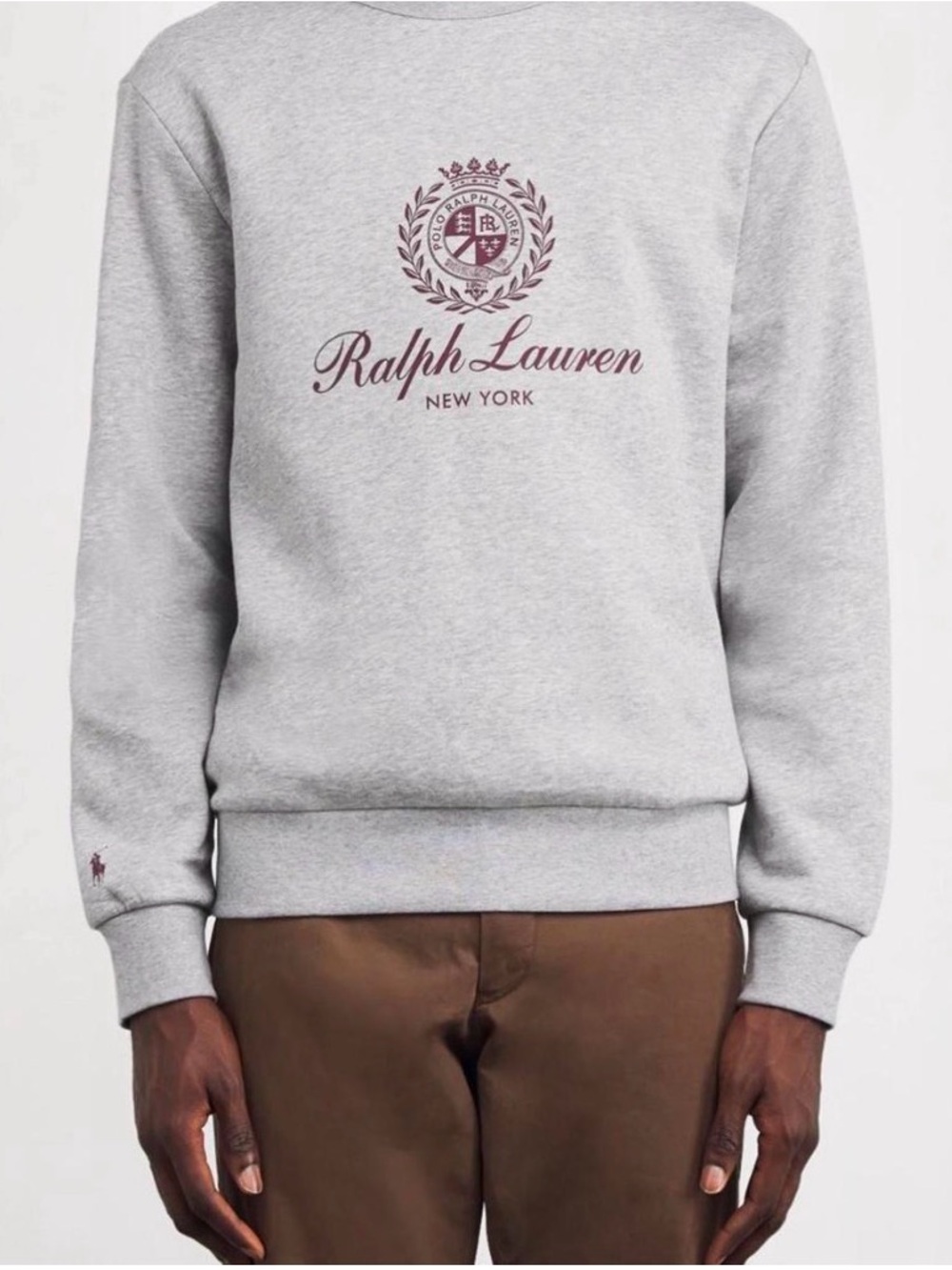 NWT Ralph Lauren Gray Crewneck Sweatshirt with Crest Logo